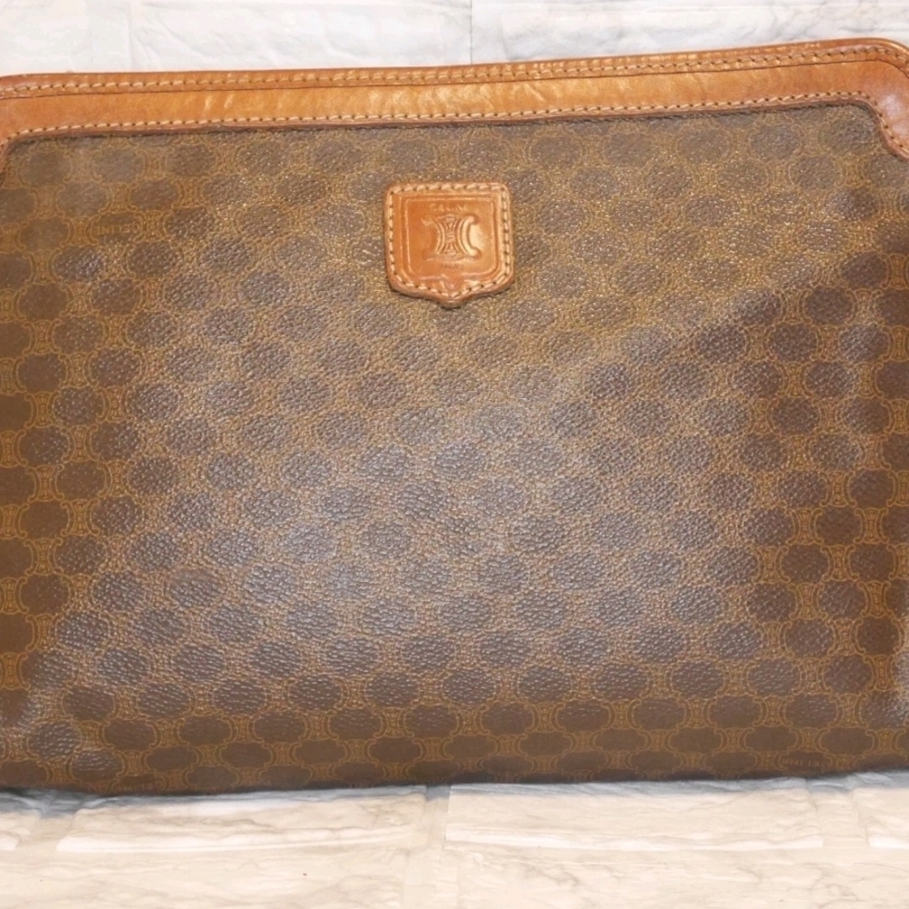 Celine Brown Toiletry Bag with Tan Accents (AUTHENTIC VINTAGE)